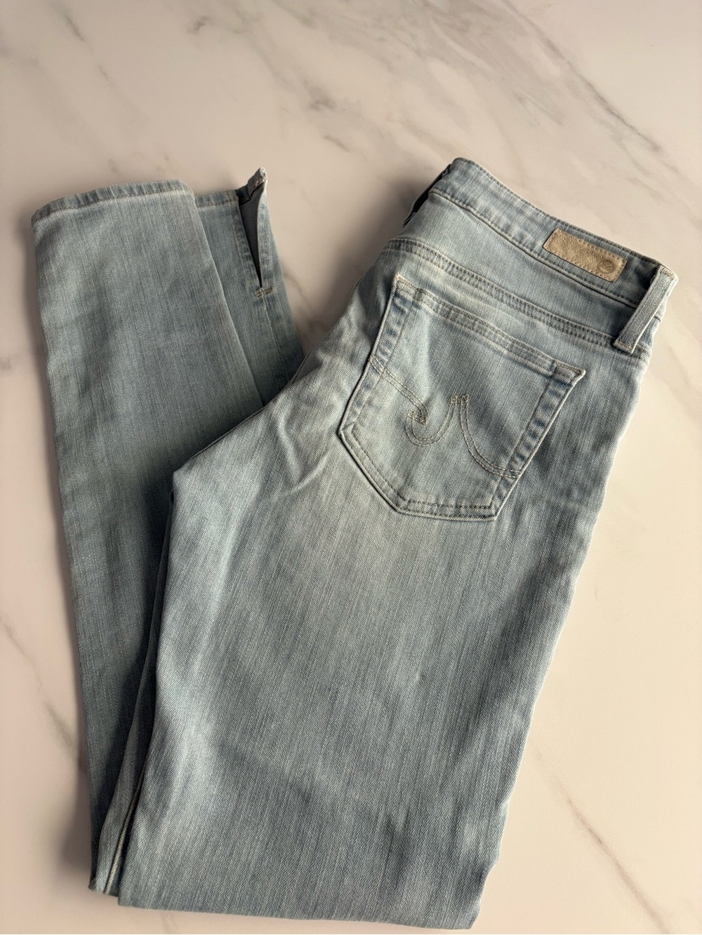 Agolde Light Wash Skinny Jeans in Pale Blue